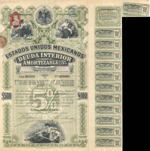 Green Lady/Green Diamond Estados Unidos Mexicanos - 1898 or 1899 dated Mexican Bond