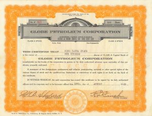 Globe Petroleum Corporation - Stock Certificate