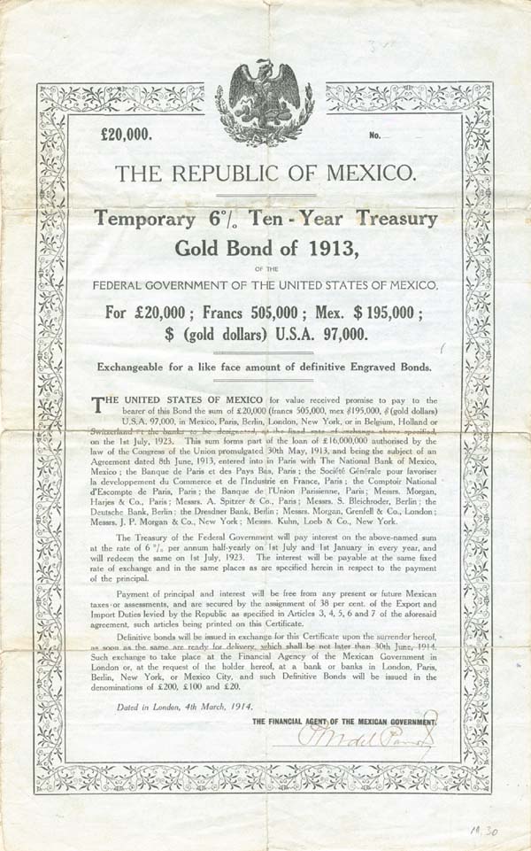 Double White Dove - Republic of Mexico - £20,000 - Bond