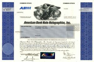 American Bank Note Holographics, Inc. - Stock Certificate
