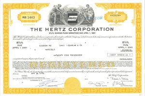 Hertz Corporation - 1970's dated Rental Car Company Bond - Various Denominations Available