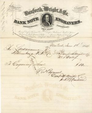 Danforth, Wright and Co. Letterhead  - 1854 dated American Bank Note Company