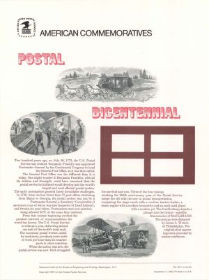 American Bank Note Company American Commemoratives for Postal Bicentennial - 1975 dated