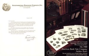 International Banknote Company Letter and Archive Series - 1987 and 1988 dated