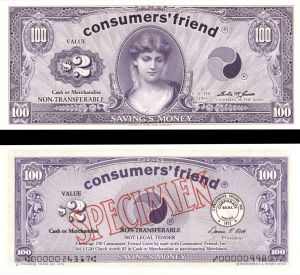 Consumers' Friend Savings Money - dated 1972 American Bank Note Specimen - Like a Gift Certificate