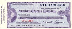 Canadian American Express Company Travellers Cheque/Check - Various Denominations - American Bank Note Specimen Checks