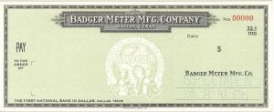 Badger Meter Mfg. Co. - American Bank Note Company Specimen Check