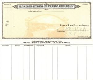 Bangor Hydro-Electric Co. - American Bank Note Company Specimen Checks