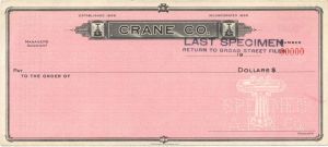 Crane Co. - American Bank Note Company Specimen Checks