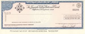 Juniata Valley National Bank - American Bank Note Company Specimen Checks