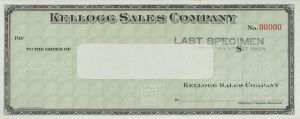 Kellogg Sales Co. - American Bank Note Company Specimen Checks