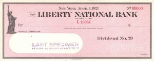 Liberty National Bank - American Bank Note Company Specimen Checks