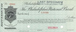 Philadelphia National Bank - American Bank Note Company Specimen Checks