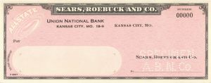 Sears, Roebuck and Co. - American Bank Note Company Specimen Checks