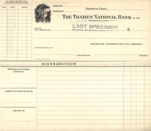 American Thermos Bottle Co. - American Bank Note Company Specimen Checks