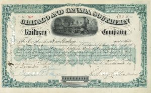 Chicago and Canada Southern Railway Co. signed by Sidney Dillon - Autograph Stock Certificate