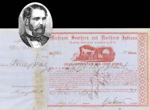 Michigan Southern and Northern Indiana Railroad Co. signed by Henry Keep  - 1860 dated Stock Certificate (Uncanceled)