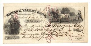 Mohawk Valley Bank Check signed by Francis Spinner - 1848-1855 dated Autographed Check