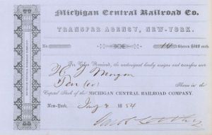 Jacob Little - Michigan Central Railroad - Transfer Receipt