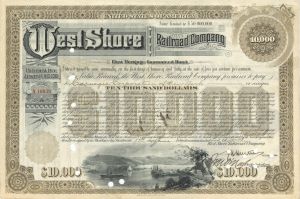 West Shore Railroad Co. Issued to Carnegie Corporation of New York - 1933-1938 dated $10,000 Bond