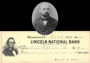 Lincoln National Bank Check Signed by David B. Hill - 1896 dated Autographed Check