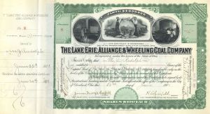 James R. Garfield and H.A. Garfield signed Lake Erie, Alliance and Wheeling Coal Co. Stock Certificate dated 1901