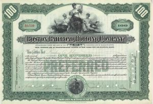 Boston Railroad Holding Co. signed by Charles Sanger Mellen - 1910's dated Autographed Stock Certificate