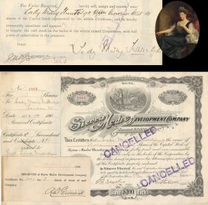 Sierra Madre Development Co. signed by Lady Mary Inverclyde - 1906 dated Autographed Stock Certificate