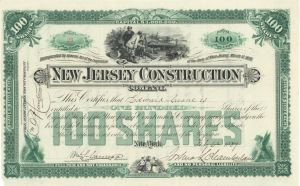 New Jersey Construction signed by Joshua L. Chamberlain  - 1889 dated Autographed Stock Certificate