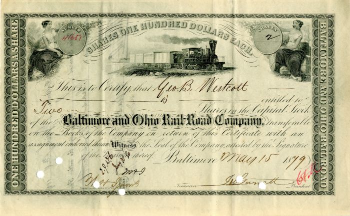 upahhajizaytouna 1901 Baltimore and Ohio Railroad Company Stock 