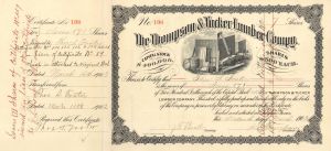 Thompson and Tucker Lumber Co. signed by J.L. Thompson - 1903-1911 dated Autographed Stocks and Bonds