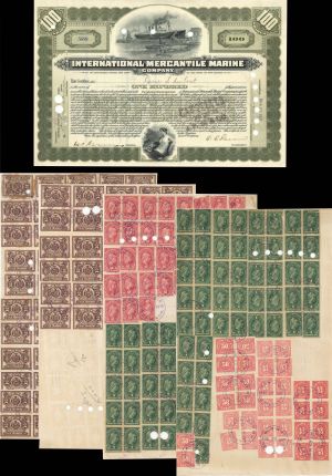 International Mercantile Marine Co. (that Made the Titanic)  issued to not signed by Pierre S. du Pont - 1917 dated Stock Certificate