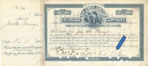 New Jersey Junction Railroad Co. Signed by Chauncey M. Depew and E.V.W. Rossiter - 1894 dated Autographed Stock Certificate