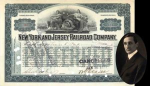 New York and Jersey Railroad Co. signed by W. G. McAdoo - 1902 dated Autograph Railway Stock Certificate