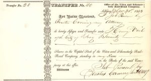 Utica and Schenectady Rail-Road Co. signed by Erastus Corning - 1833 or 1834 dated Autographed Stock Certificate