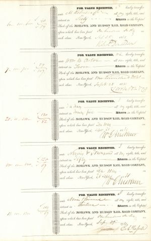 Mohawk and Hudson Rail Road Co. Issued to Wm. B. Astor - 1831 dated Railroad Ledger Sheet