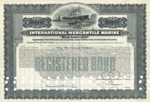 International Mercantile Marine Issued to Yale University - 1929 dated $1,000 Shipping Bond - Company that Made the Titanic
