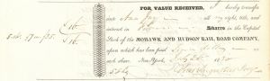 Mohawk and Hudson Railroad Co.  Signed by Peter Augustus Jay - Stock Certificate