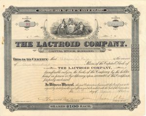 Lactroid Co. signed by August Belmont, Jr. and Isaac L. Rice - 1901 dated Autogrpahed Stock Certificate