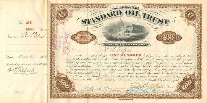 E.A. Tilford - Standard Oil Trust - Stock Certificate