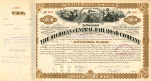 Michigan Central Railroad Co. Issued to the Will of W.H. Vanderbilt - $5,000 Bond