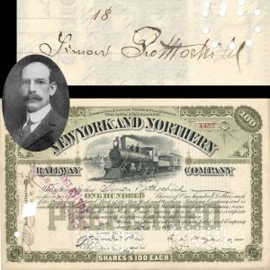 New York and Northern Railway Co. issued to and signed by Simon Rothschild - 1891 dated Autographed Stock Certificate