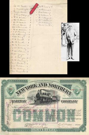 New York and Northern Railway Co. Transferred to J. Pierpont Morgan  - 1893 dated Stock Certificate