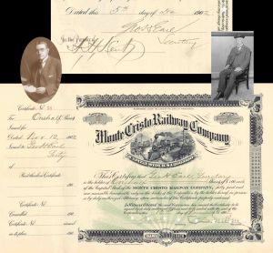 Monte Cristo Railway Co. signed by C.S. Mellen and issued to and signed by Geo. H. Earl - 1902 dated Autographed Stock Certificate