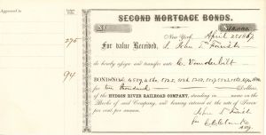 Hudson River Railroad Co. Transferred to Commodore Cornelius Vanderbilt - 1867 dated $10,000 Bond