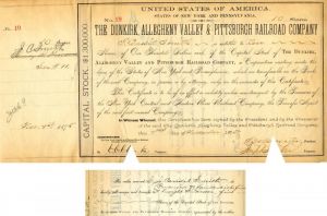 Dunkirk, Allegheny Valley and Pittsburgh Railroad Co. transferred to Frederick W. Vanderbilt - Stock Certificate