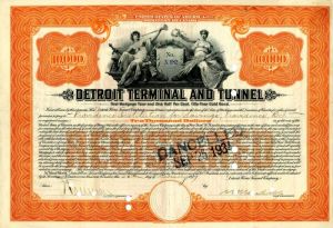 Detroit Terminal and Tunnel - $10,000 signed by Wm. K. Vanderbilt - Bond