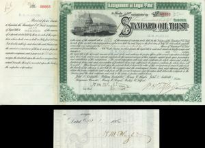 Standard Oil Trust issued to and signed by H.M. Flagler - Autographed Stock Certificate