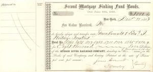 Hudson River Railroad Co. signed by James Roosevelt I - 1863 dated $8,000 Bond