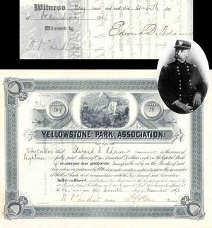 Yellowstone Park Association signed by Secretary Ludlow front and back - 1896 dated Autographed Stock Certificate